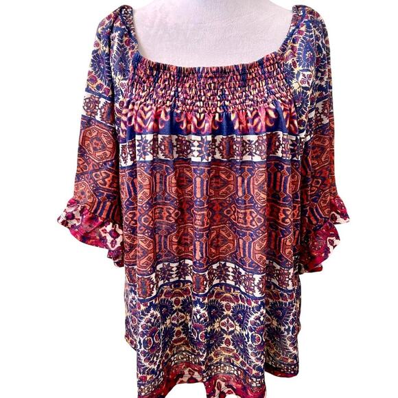 live and let live Tops - NWOT Boho Chic Peasant Ruffle Sleeve Gypsy Women's Plus Size 3X Art to Wear